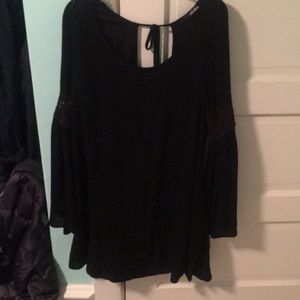 Black boho flare sleeve dress